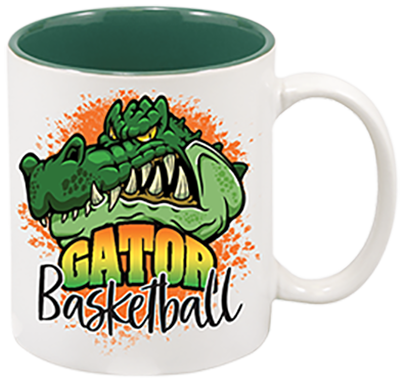 11oz White w/Green Int Ceramic Mug